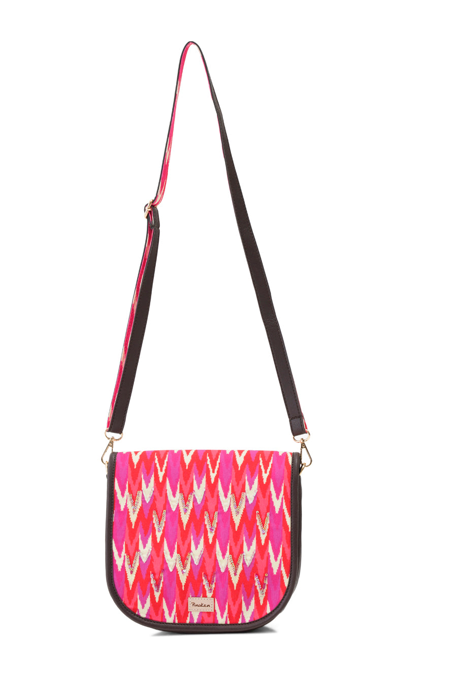 Pink Ikat Flap Sling Bag