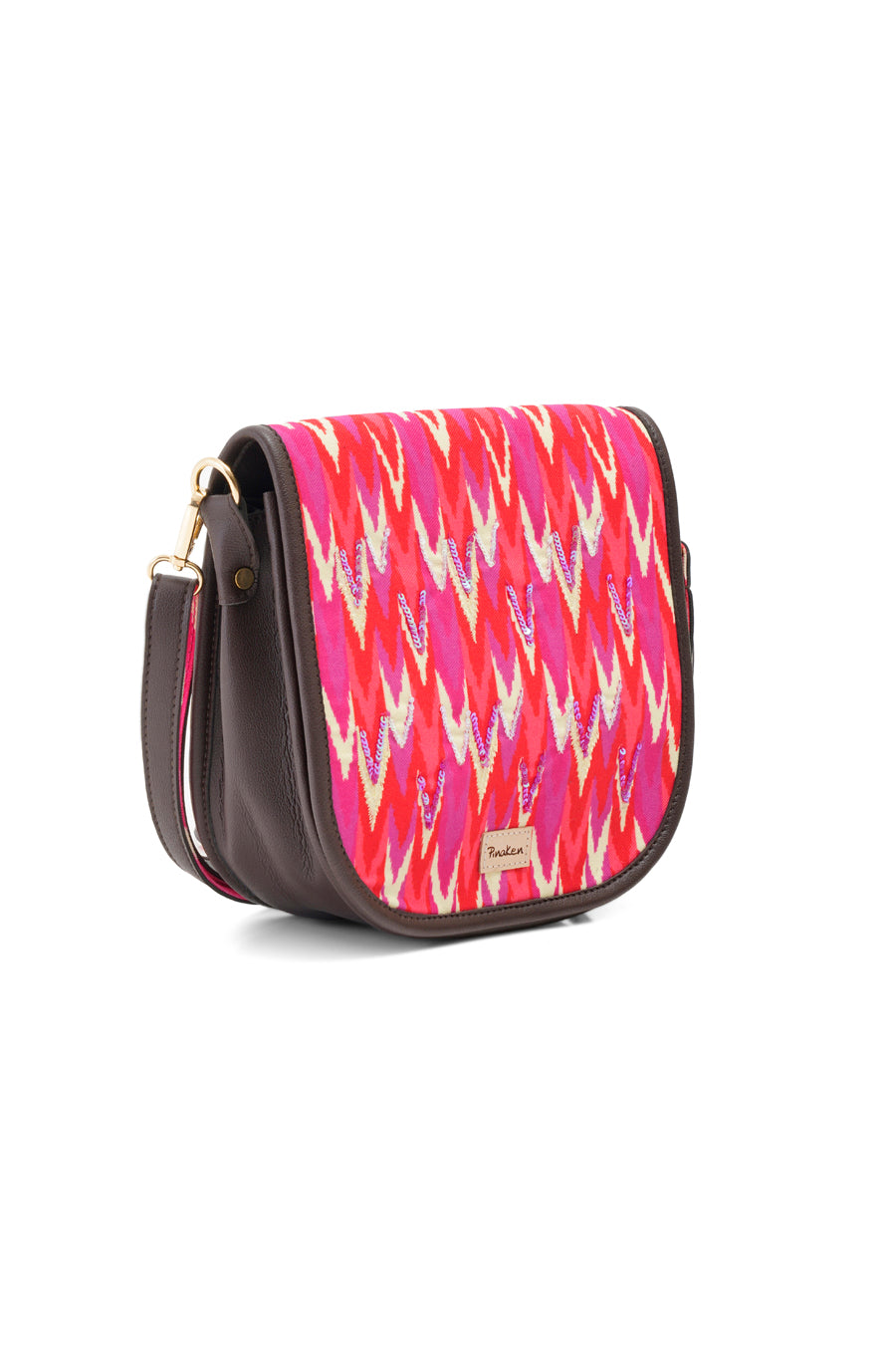 Pink Ikat Flap Sling Bag