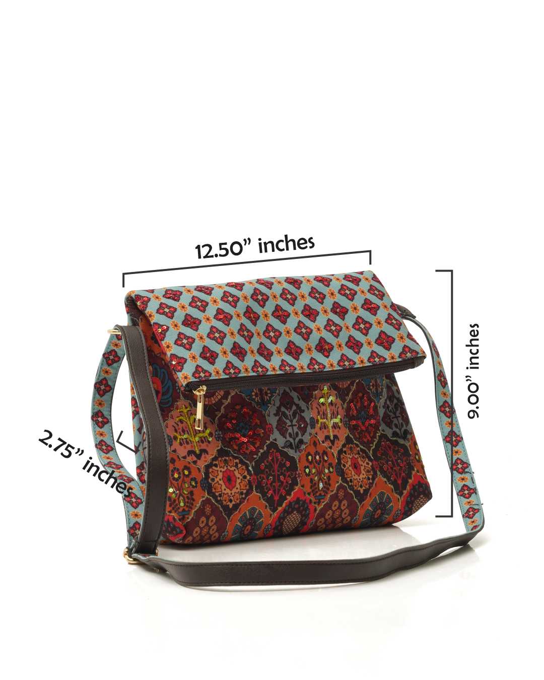 Floral Geo Foldover Sling Bag