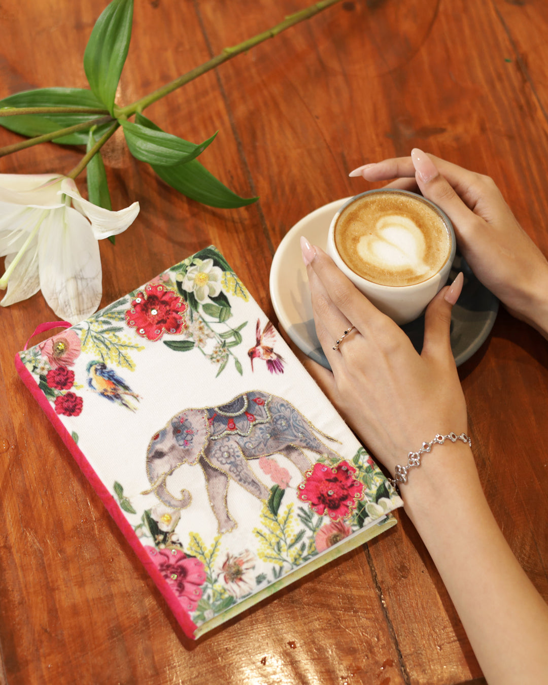 Tropical Elephant Fabric Notebook 8 X 6"