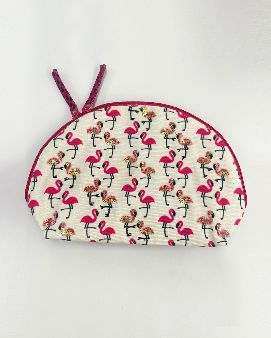 Flamingo Blush Halfmoon Cosmetic Bag