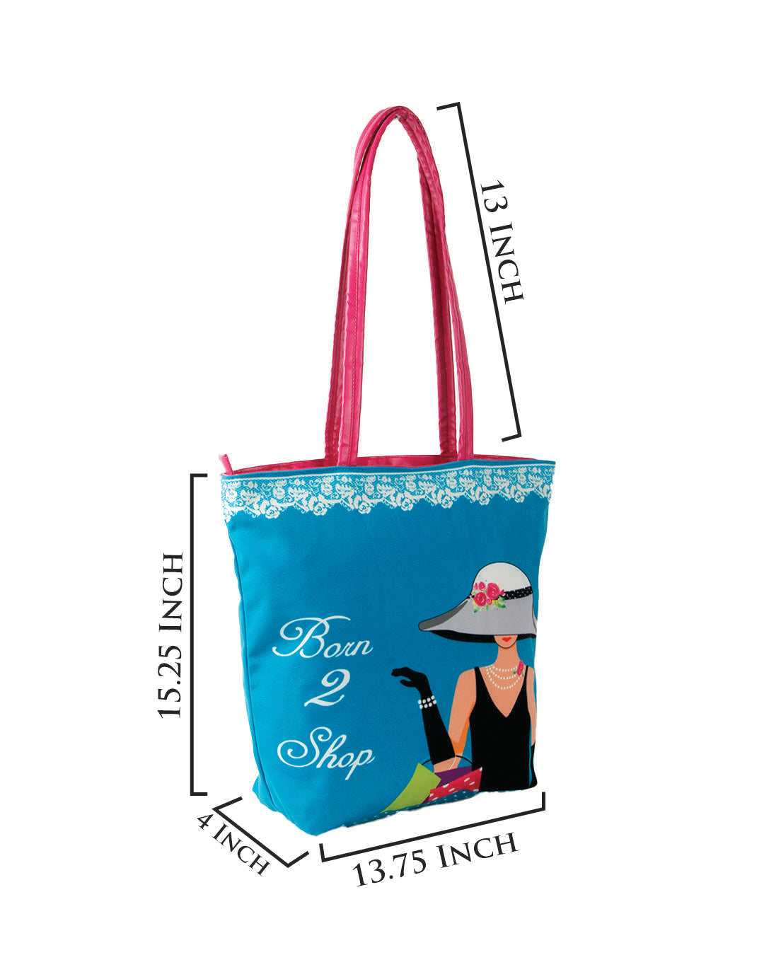 Born To Shop Pu Handle Tote Bag