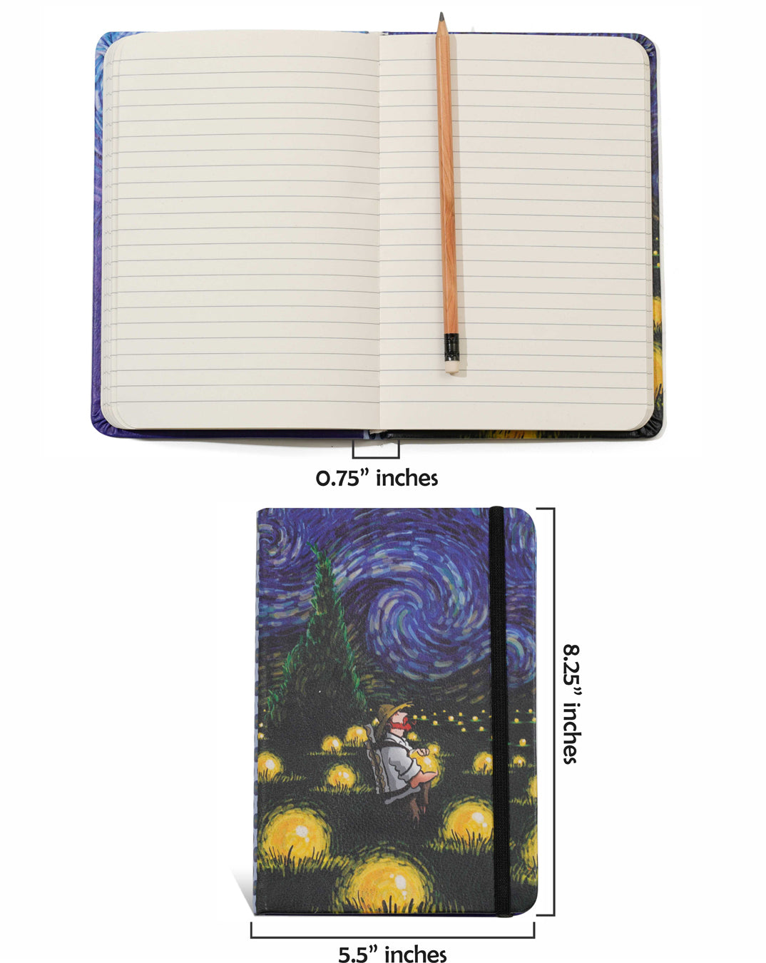 Starry Night 8 X 6 Vegan Leather Notebook
