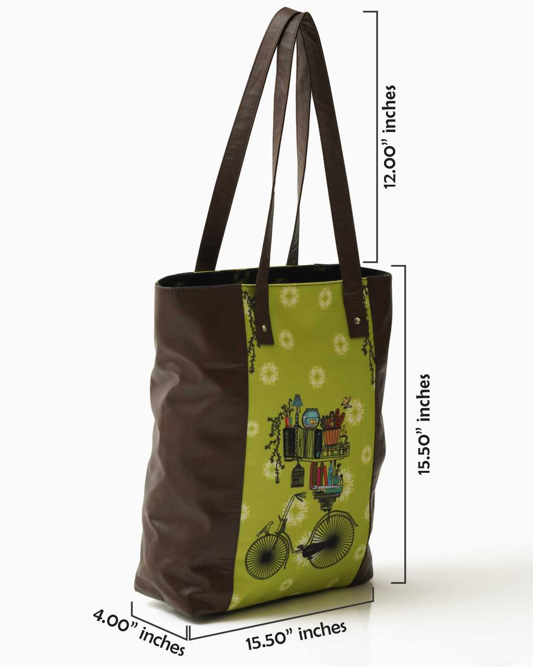 Brain Bridge Cycle with Vegan Leather Handle Tote Bag