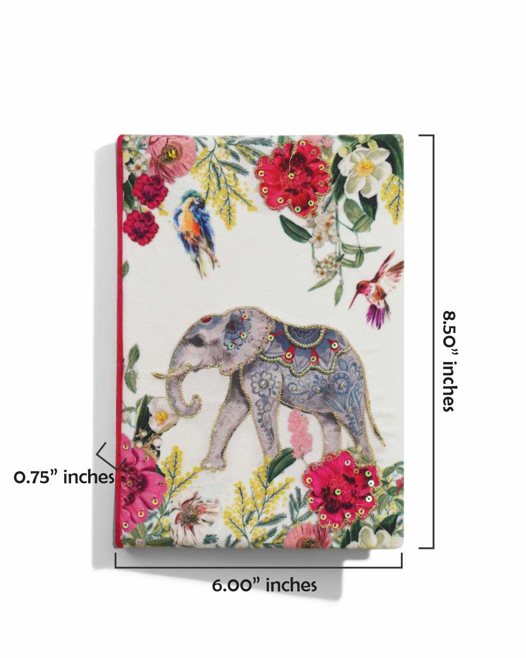 Tropical Elephant Fabric Notebook 8 X 6"