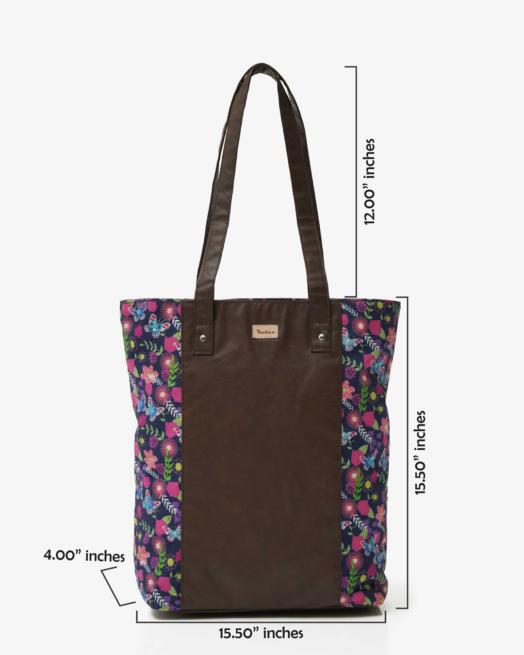 Butterfly Bloom Shoulder Tote Bag with Vegan Leather