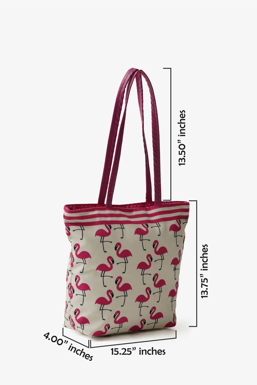Flamingo Blush with Vegan Leather Handle Tote Bag
