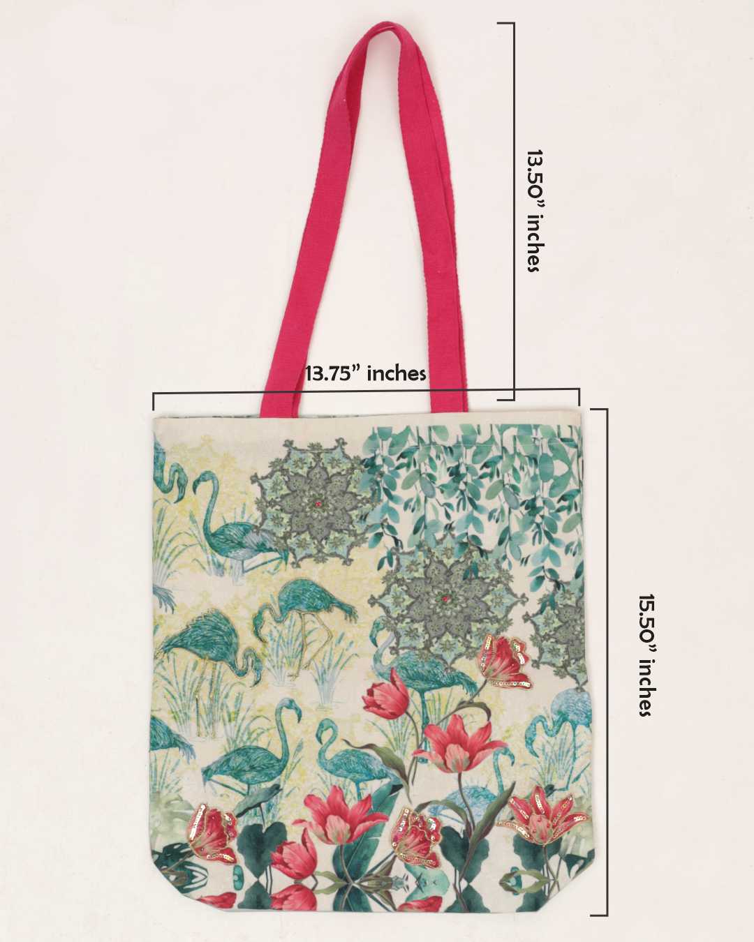Ethnic Flamingo Niwad Handle Tote Bag