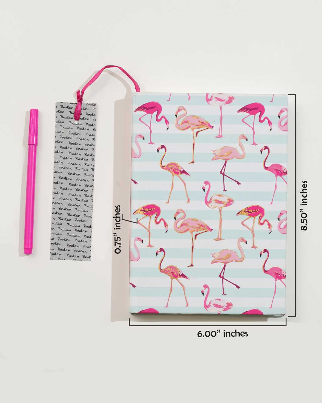 Flamingo Carnations Hard Cover Notebook 8 X 6"