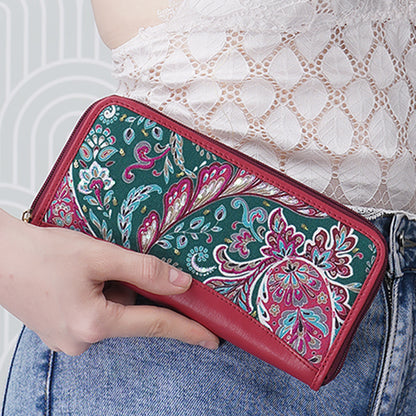 Paisley Top Zip Clutch Wallet