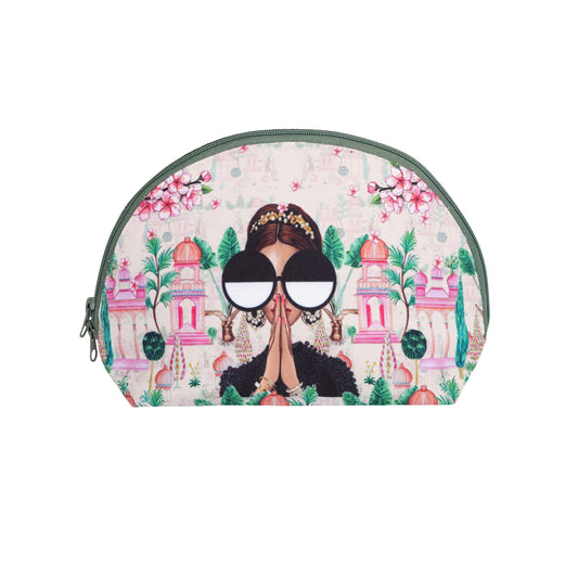 Elegant Namaste Lady Cosmetic Halfmoon Pouch