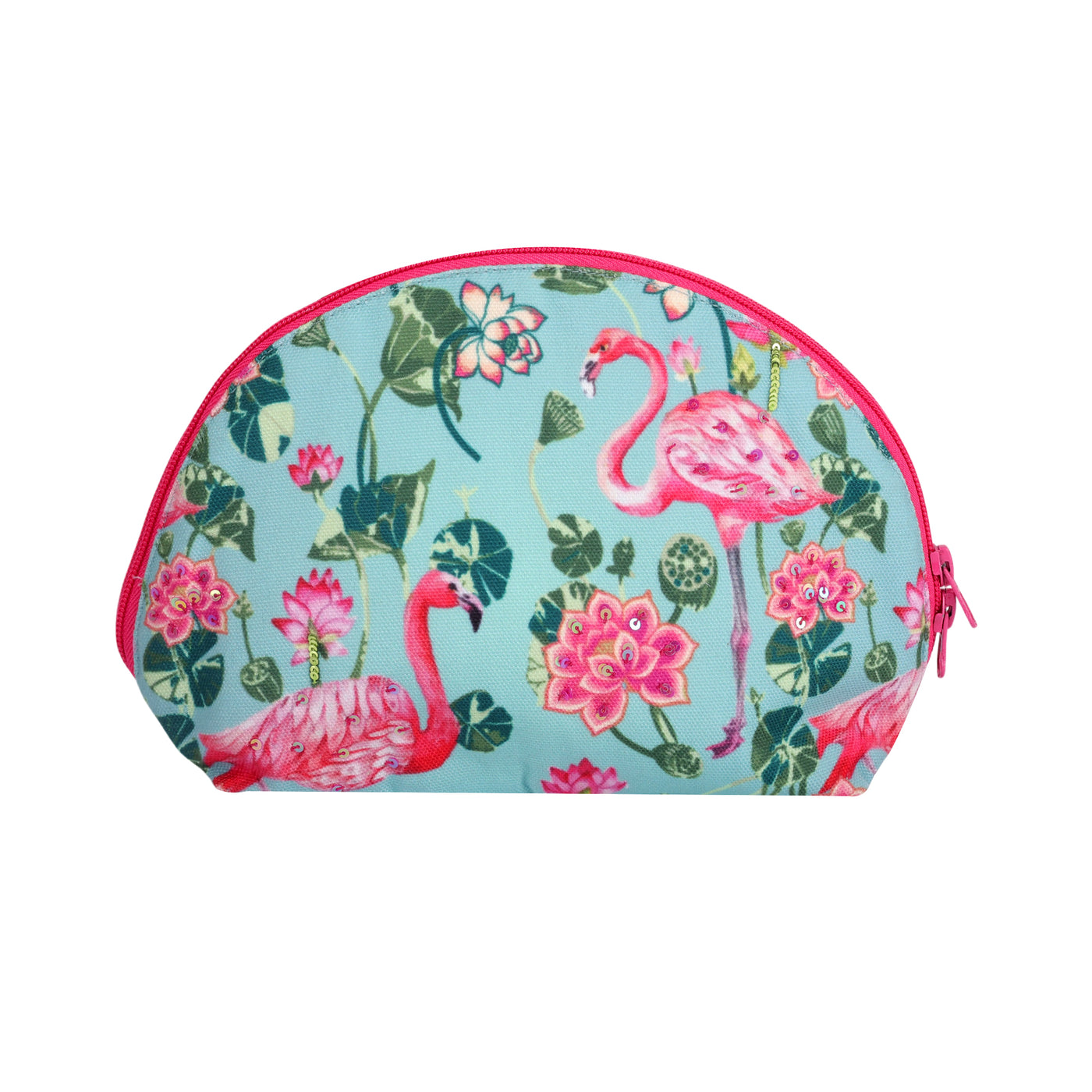 Tropical Flamingo Cosmetic Bag Halfmoon