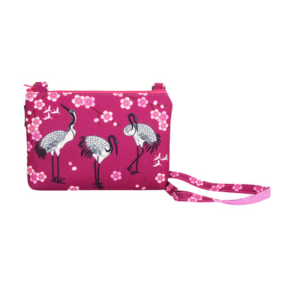 Blossom Crane Wanderer Crossbody Pouch