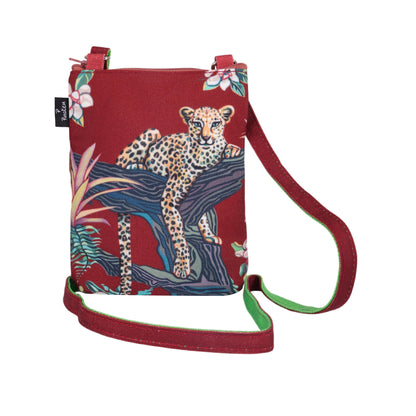 Crimson Jungle Leopard Crossbody Pouch