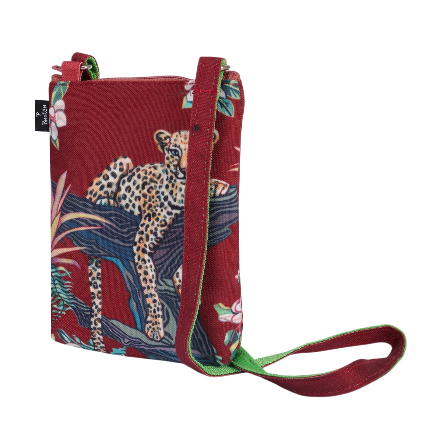 Crimson Jungle Leopard Crossbody Pouch