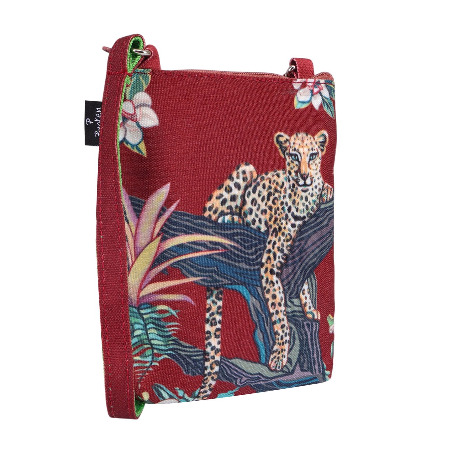Crimson Jungle Leopard Crossbody Pouch