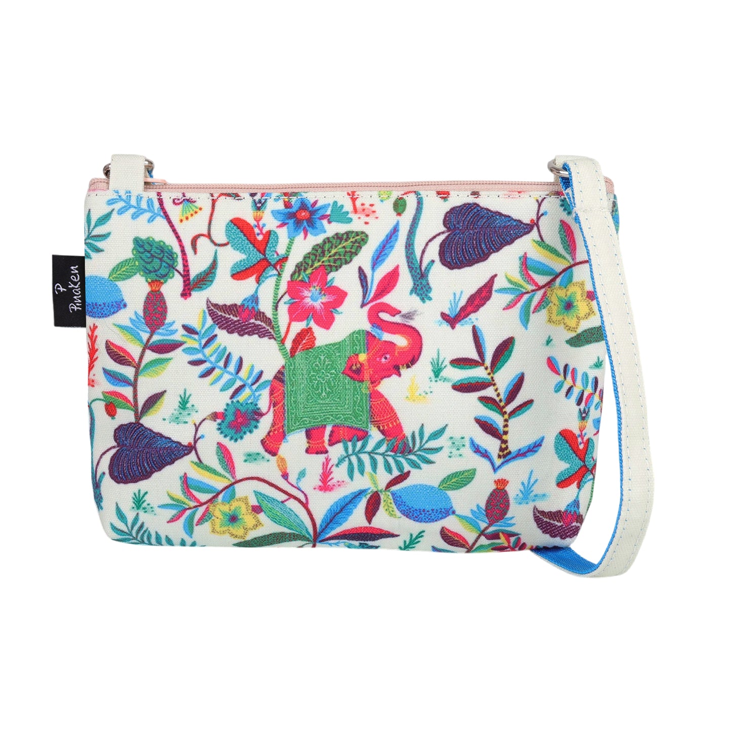 Royal Elephant Botanical Crossbody Pouch