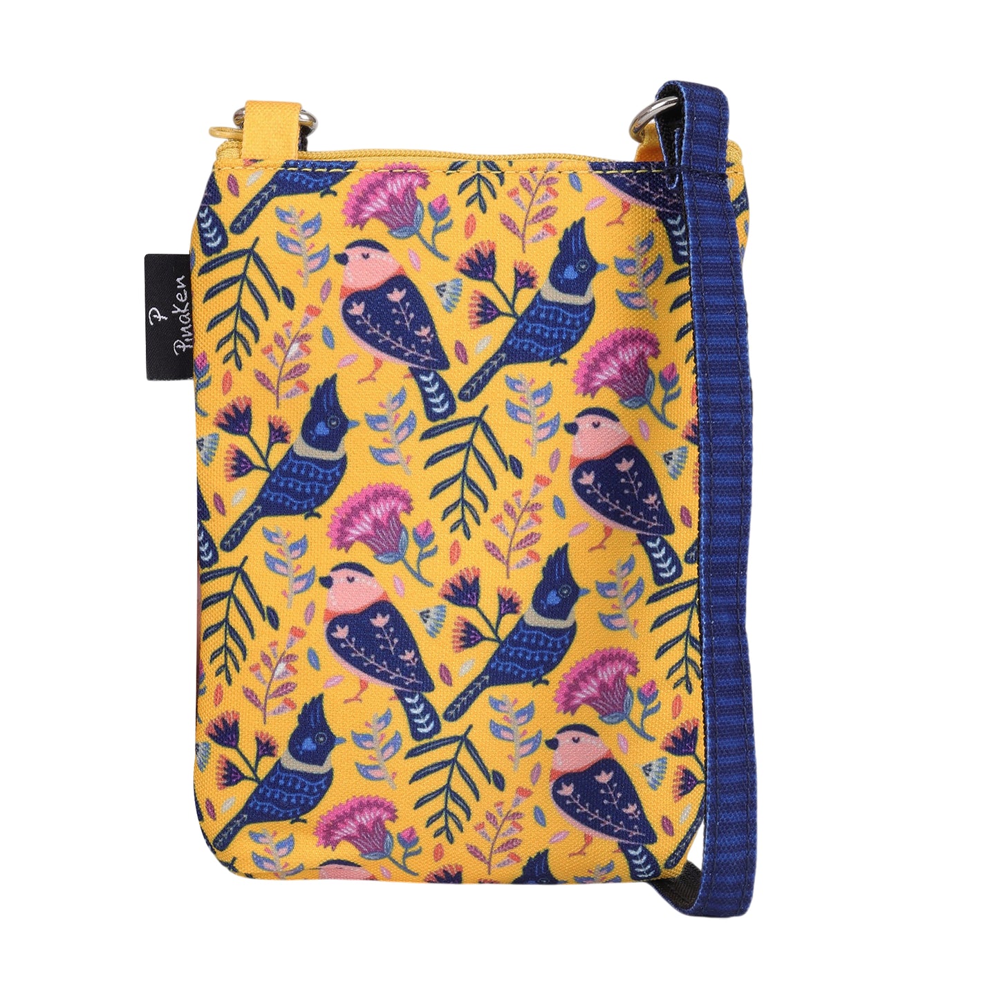 Golden Songbird Floral Mini Crossbody Sling Bag