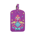 Purple Floral Embroidered Luggage Tag