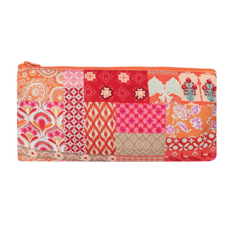 Orange & Pink Traditional Pattern Pencil Pouch
