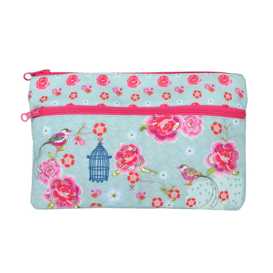 Floral Bird Garden Pencil Pouch