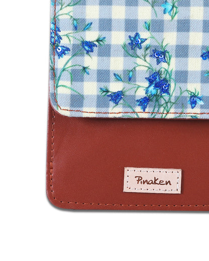 Blue Gingham Flowers  Flap Wallet