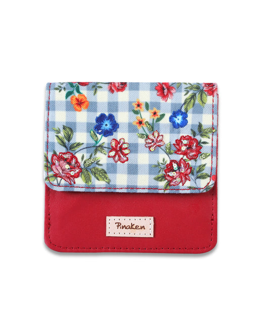 Grey Gingham Blossom Flap Wallet