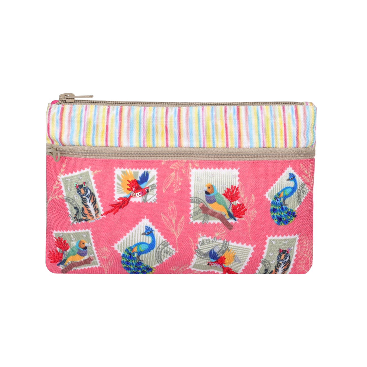 Vintage Stamp Collection Double Zip Pouch