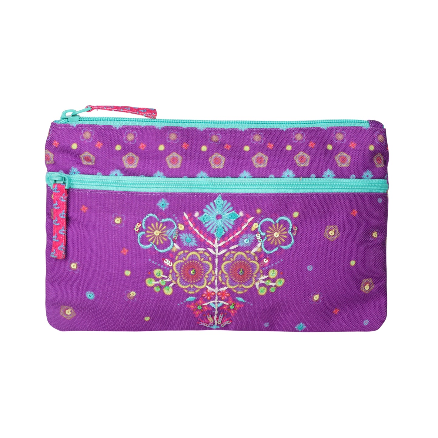 Floral Melody Double Zip Pouch