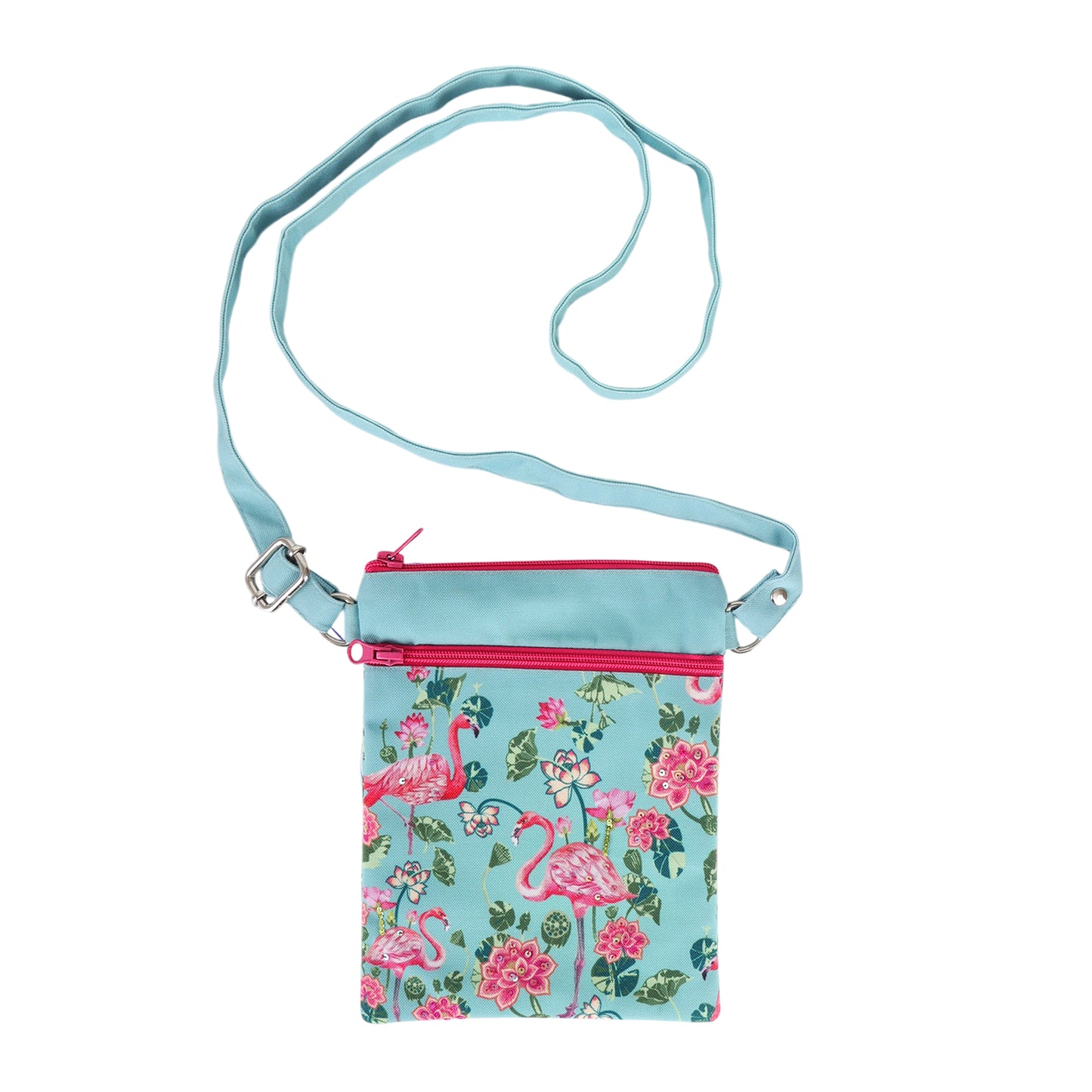 Tropical Flamingo & Lotus Crossbody Bag