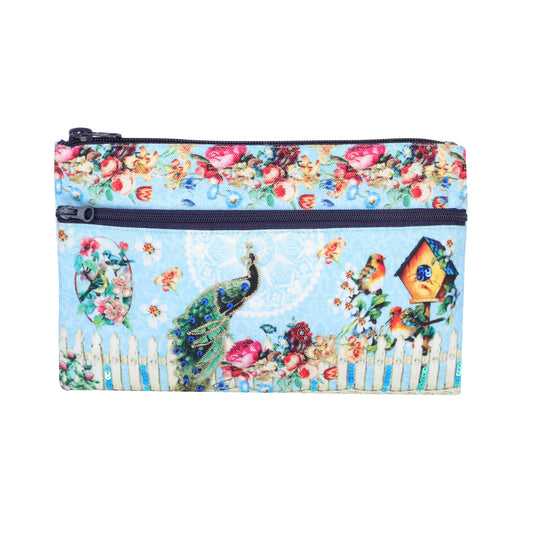 Peacock Garden Double Zip Pencil Pouch