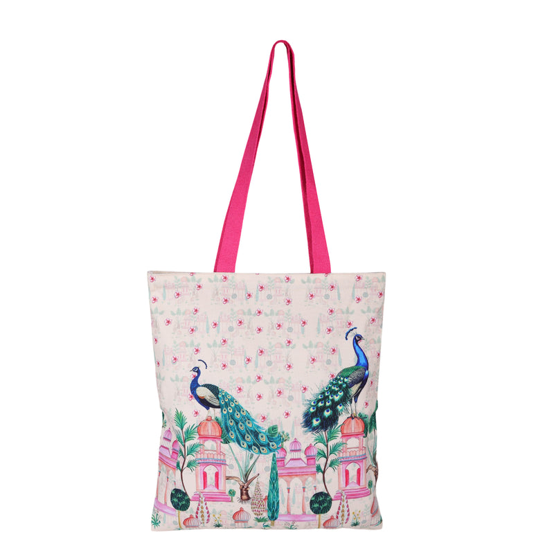 1 Zipper Royal Peacock Palace Tote Bag
