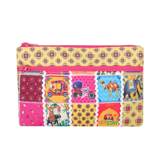 Rajasthan Postcard Double Zip Pencil Pouch