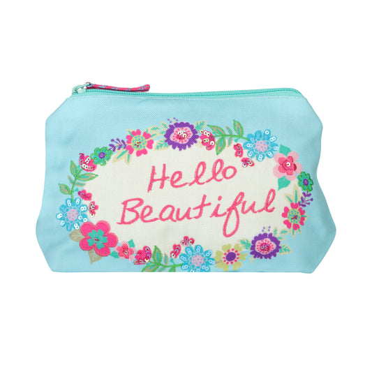 Hello Beautiful Floral Cosmetic Pouch