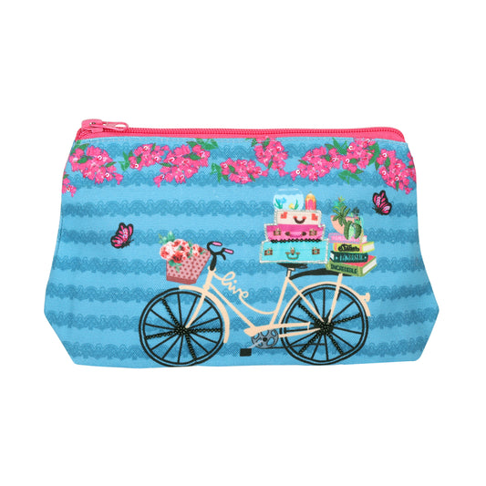 Vintage Bicycle & Blossom Travel Pouch