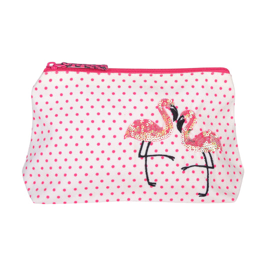 Pink Flamingo Polka Dot Vanity Pouch