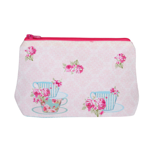 Vintage Rose Teacup Beauty Pouch