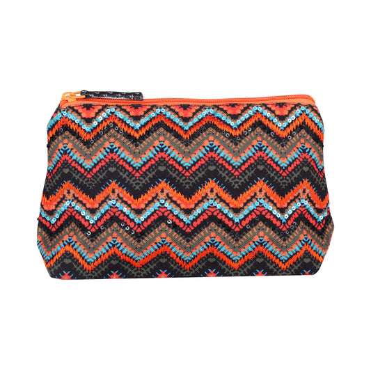 Sunset Chevron Boho Cosmetic Pouch