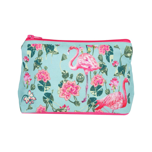 Flamingo Lotus Garden Makeup Pouch