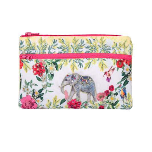 Elephant Garden Double Zip Pouch