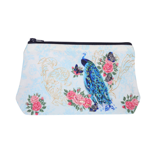 Royal Peacock Rose Garden Cosmetic Pouch