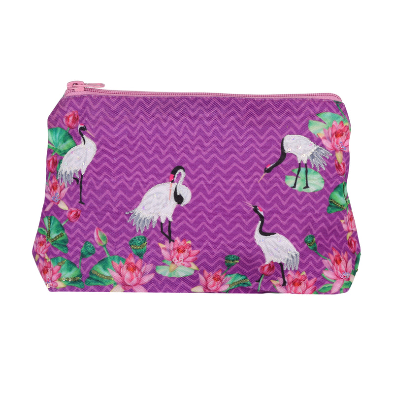 Crane With Lotus Cosmetic Bag