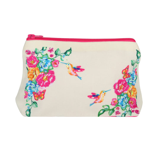 Hummingbird Garden Blossom Cosmetic Pouch