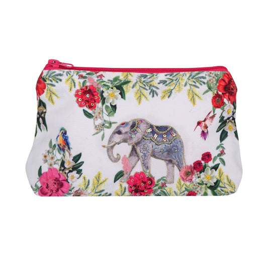 Floral Elephant Garden Cosmetic Pouch