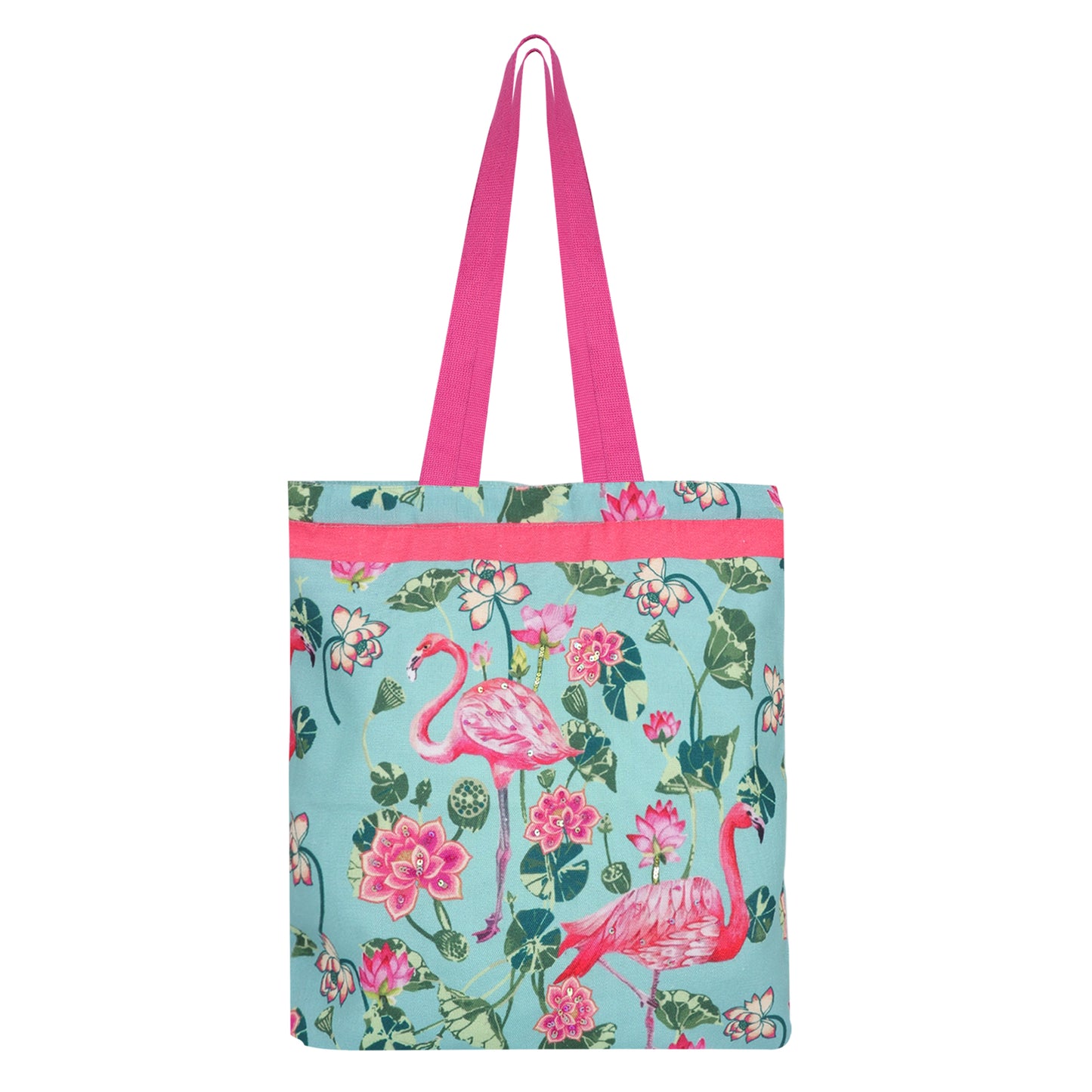Flamingo & Lotus Garden Tote