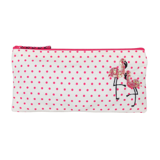 Pink Flamingo Polka Dot Pencil Case