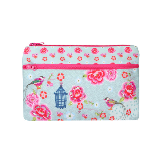 Vintage Rose Birdcage Double Zip Pouch