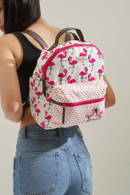 Flamingo Blush Backpack Side Pocket