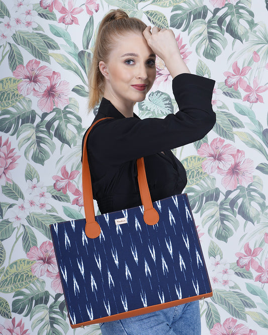 Woven Ikat Office Tote Bag Without Embroidery