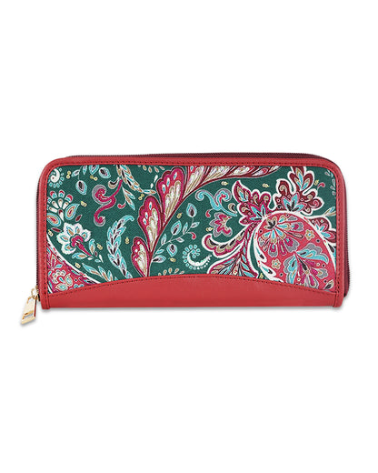 Paisley Top Zip Clutch Wallet